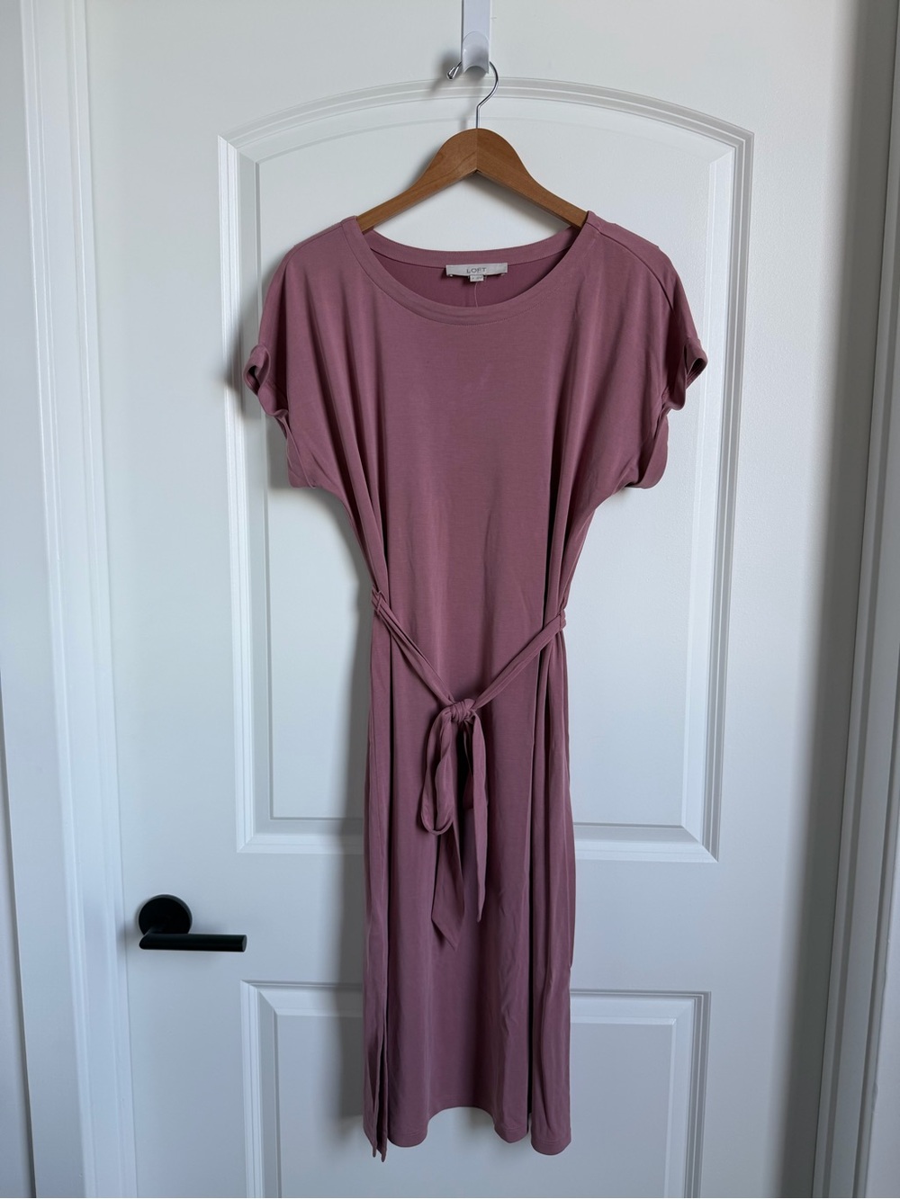 LOFT Mauve Tie-Waist Midi Dress